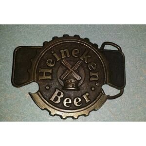 Bottle / Can opener, VINTAGE 1970s **HEINEKEN BEER** BELT BUCKLE windmill